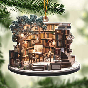 Christmas Bookstore Ornament, Book Lover Christmas Ornament