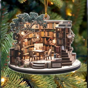 Christmas Bookstore Ornament, Book Lover Christmas Ornament