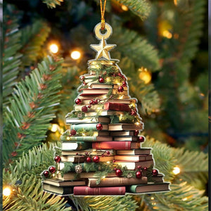 Book Tree Christmas Ornament, Unique Book Lover Gift