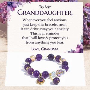 To My Granddaughter, Drive Away Your Anxiety Amethyst Drop Bracelet