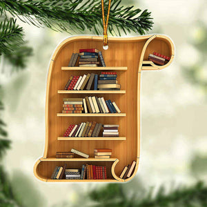 Bookshelf Christmas Ornament, Unique Book Lover Gift