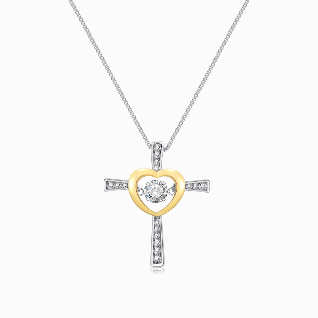 To My Daughter, Always In Your Heart Cross and Heart Necklace
