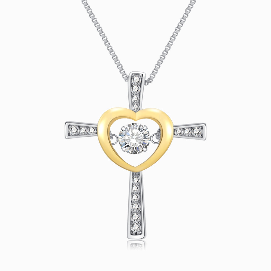 To My Daughter, Always In Your Heart Cross and Heart Necklace