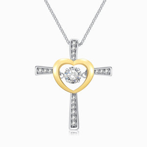 To My Daughter, Always In Your Heart Cross and Heart Necklace