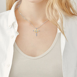 To My Daughter, Always In Your Heart Cross and Heart Necklace