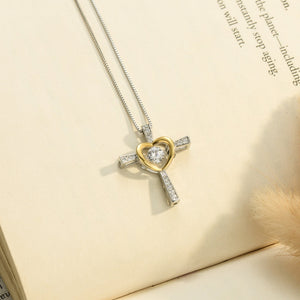 To My Daughter, Always In Your Heart Cross and Heart Necklace