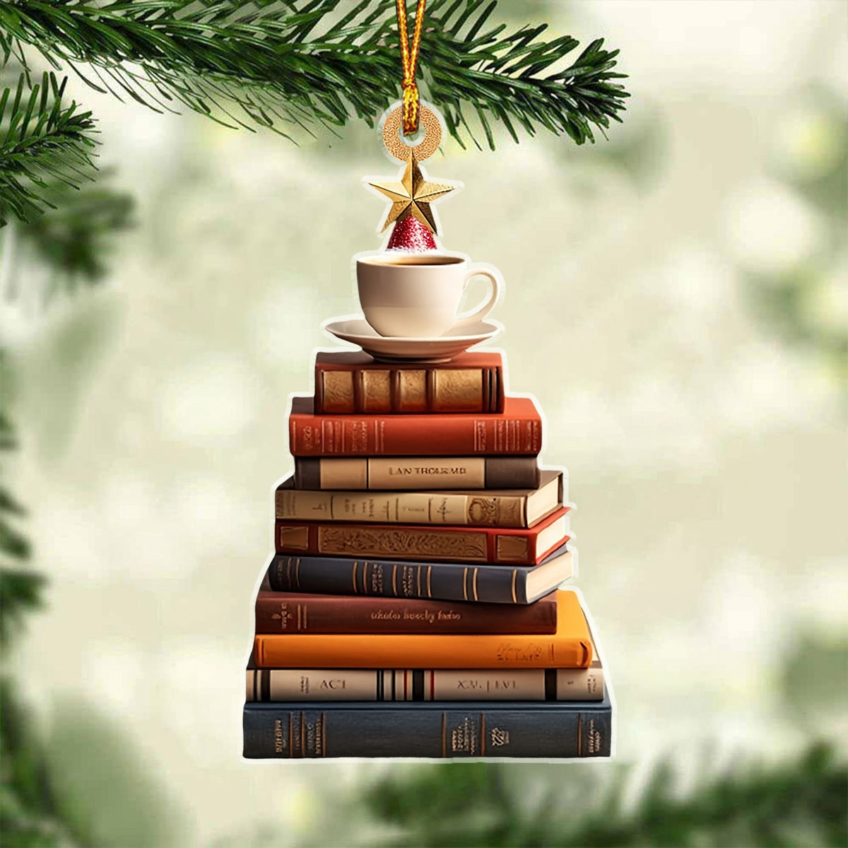 Book Tree Christmas Ornament, Perfect Gift for Bibliophiles, Librarian Gifts