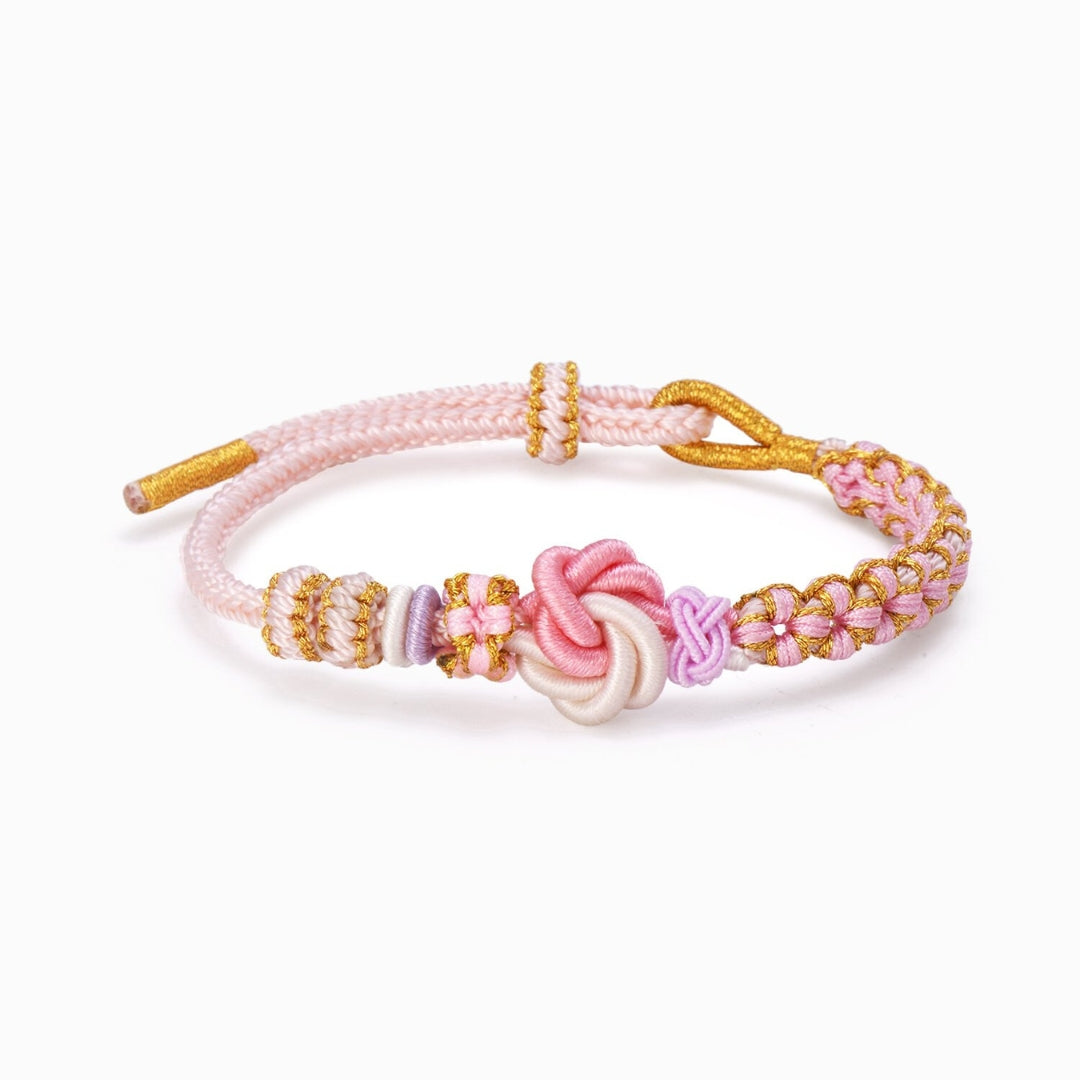Grandmother & Granddaughter ‘Be Brave and Be Strong’ Peach Blossom Knot Bracelet