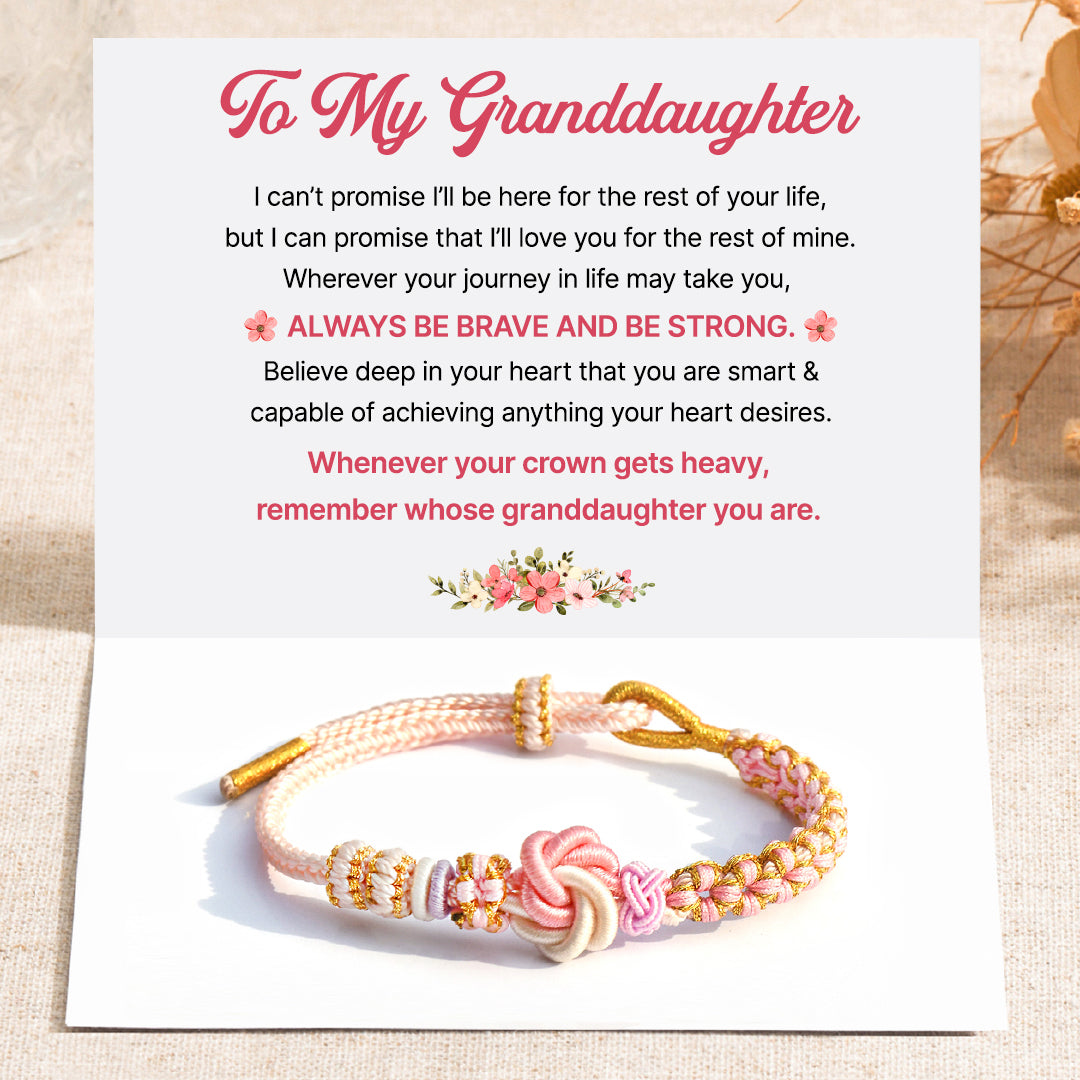 Grandmother & Granddaughter ‘Be Brave and Be Strong’ Peach Blossom Knot Bracelet