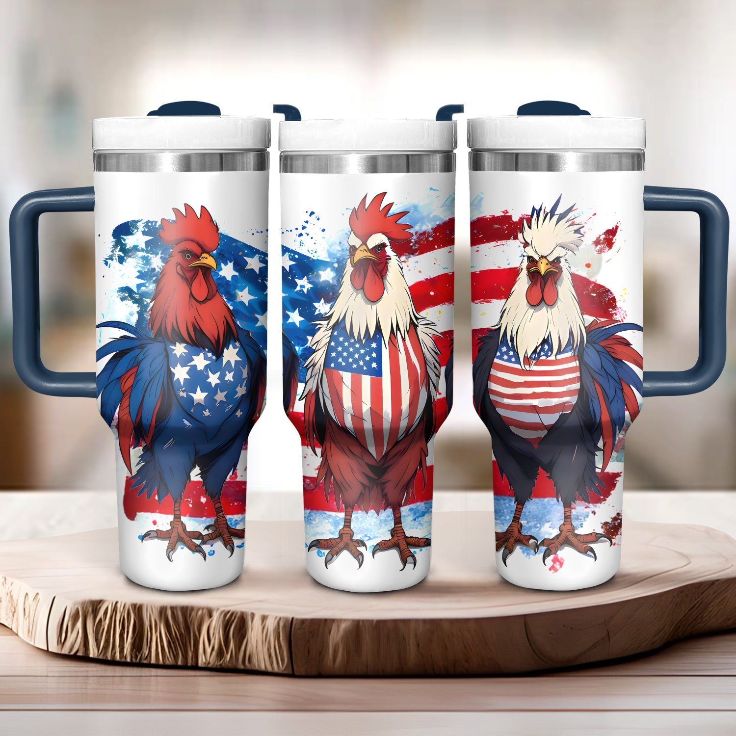 Patriot USA Chickens - Tumbler with Handle - Gift For Chicken Lovers - NCU0DV042