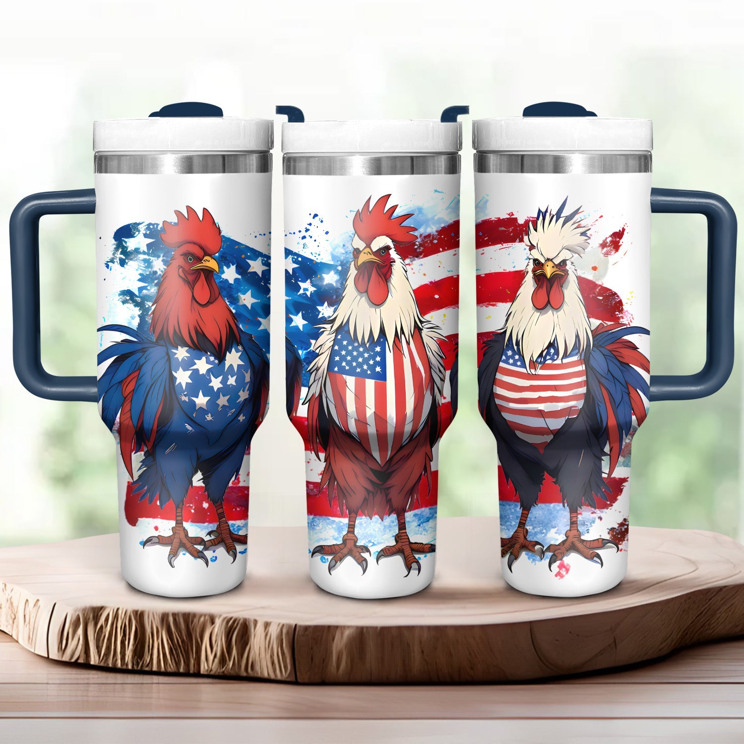 Patriot USA Chickens - Tumbler with Handle - Gift For Chicken Lovers - NCU0DV042