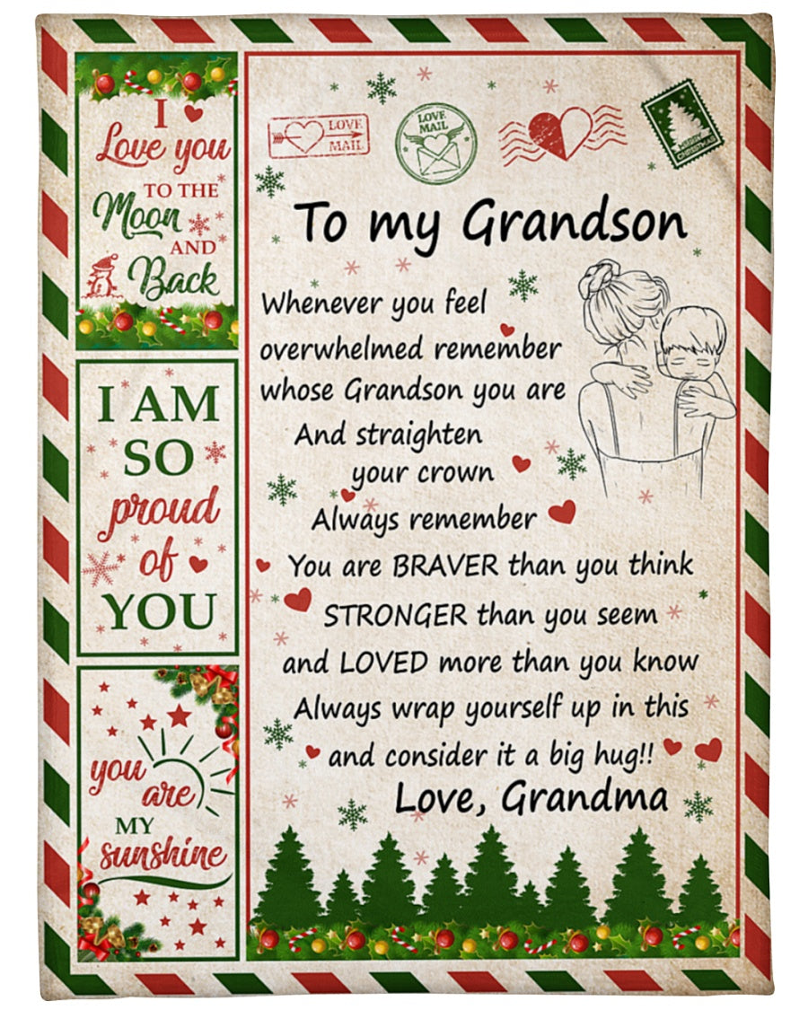 I Love You To The Moon And Back - Best Gift For Grandson Sherpa Fleece Blanket