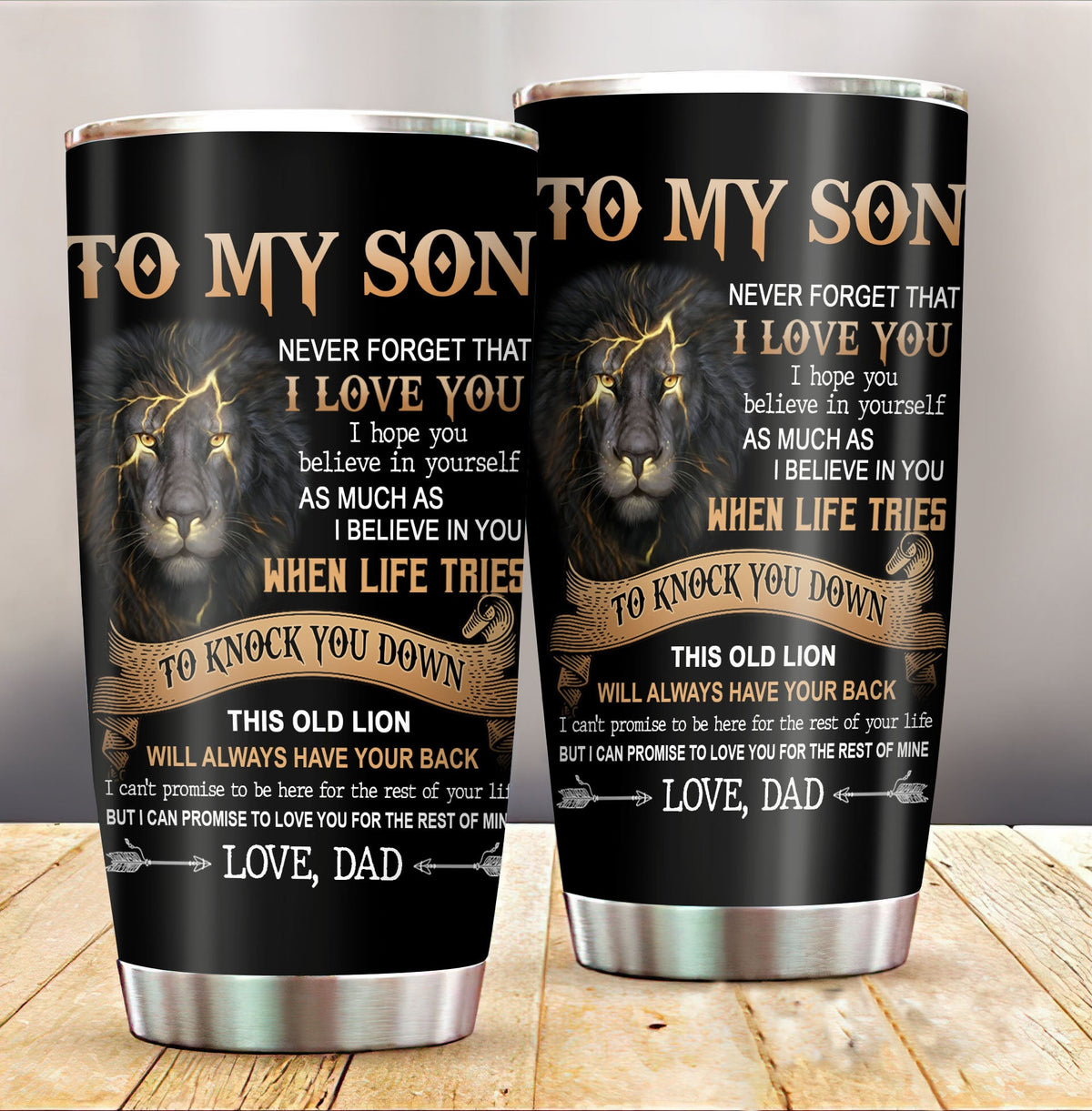 To My Son Tumbler From Dad Mom Lion Never Forget That I Love You