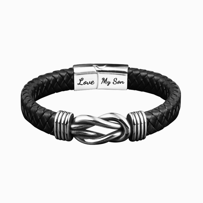 To My Son Forever Linked Together Braided Leather Bracelet