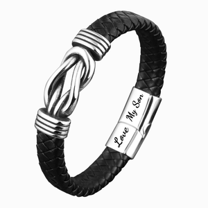 To My Son Forever Linked Together Braided Leather Bracelet