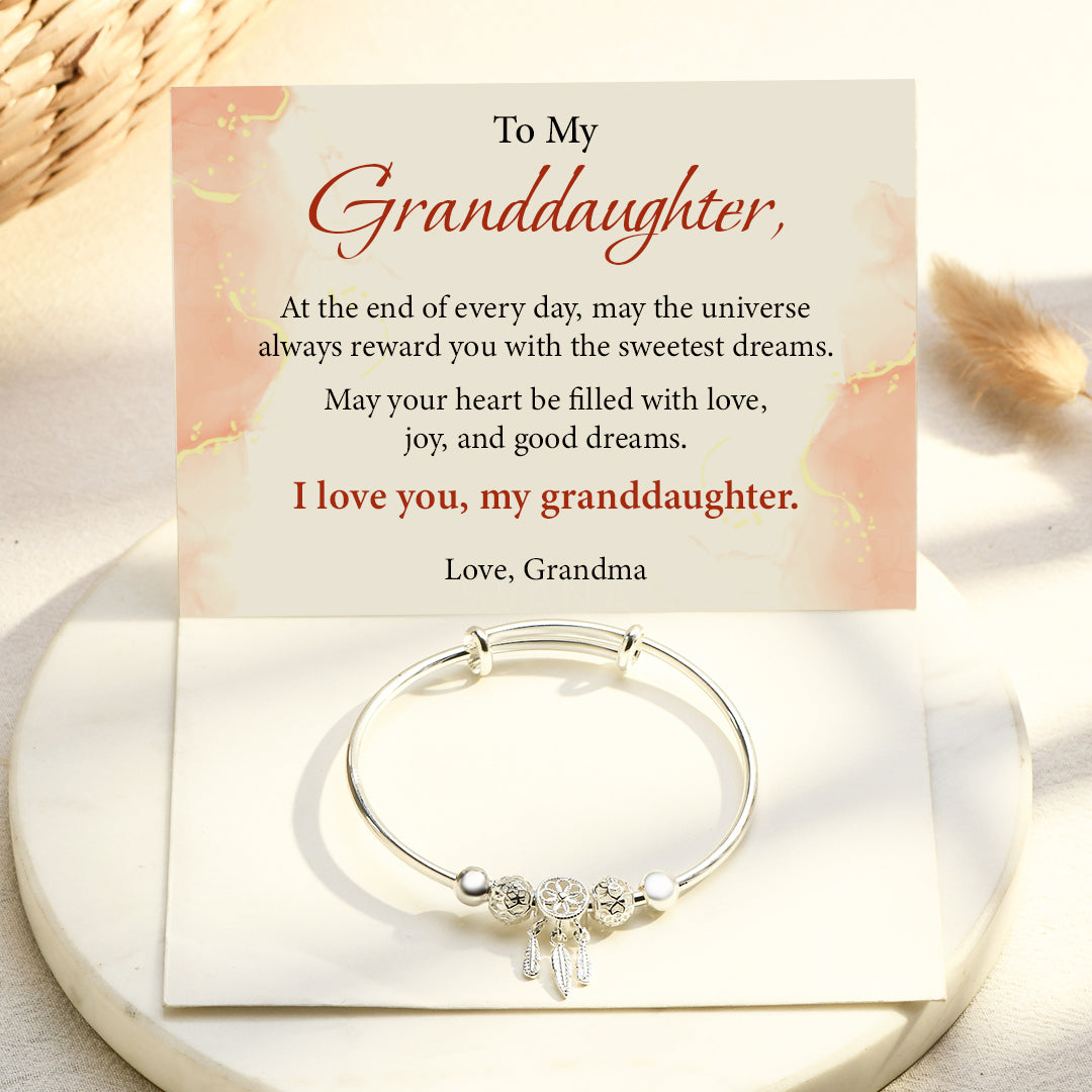 To My Granddaughter, I Love You Dreamcatcher Bangle