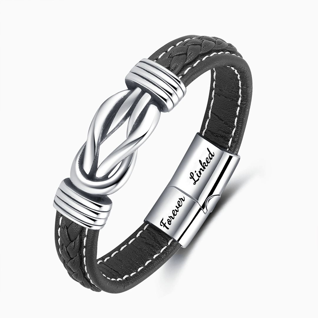 "Mother and Daughter Forever Linked Together" Braided Leather Bracelet