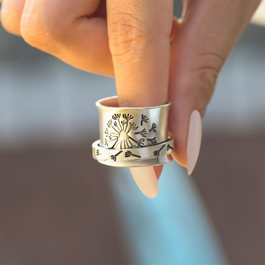 To My Daughter Dandelion Flower Spinner Ring