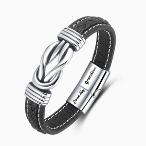 To My Grandson, Love You Forever Linked Braided Leather Bracelet