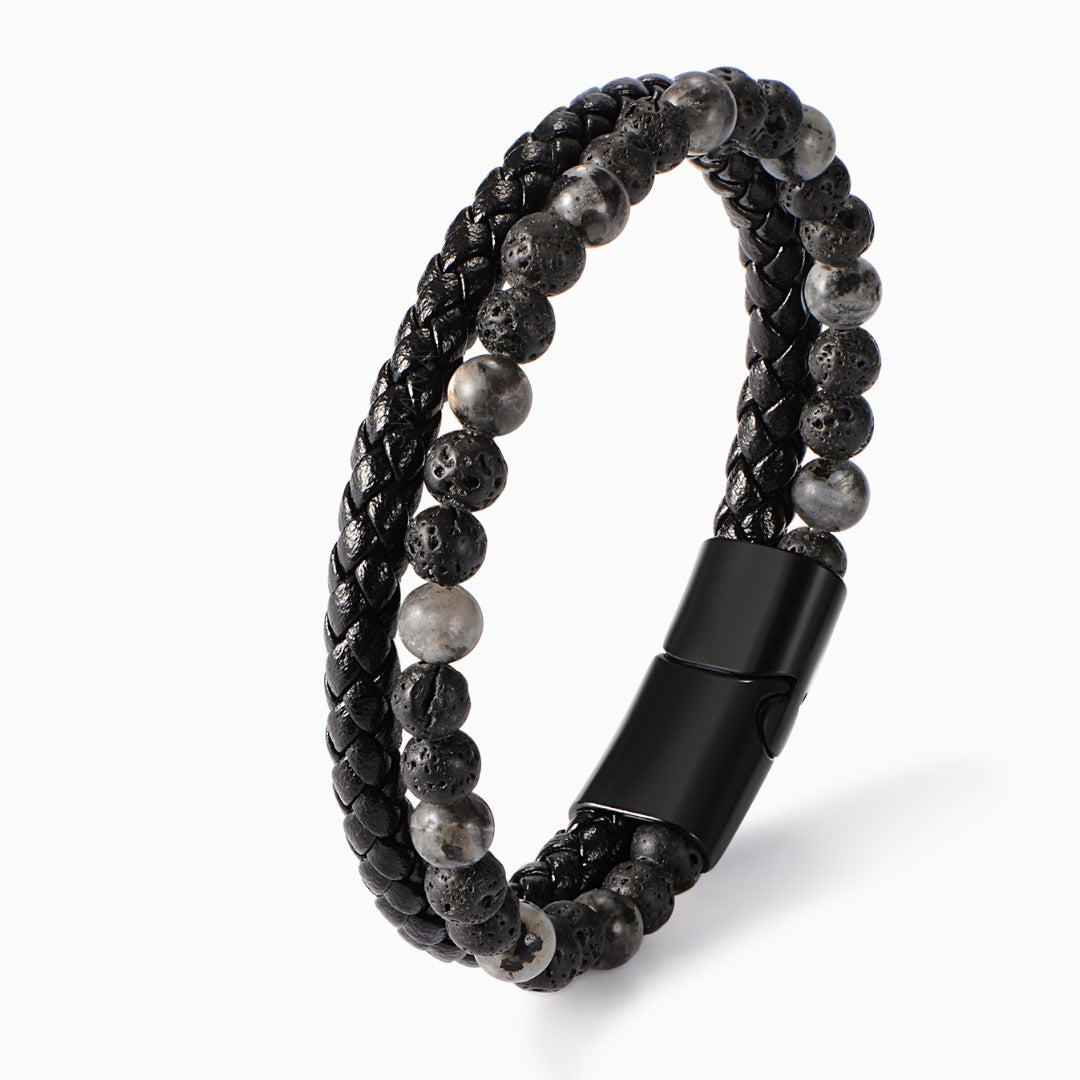 To My Son, Natural Stone Protection Beaded Leather Bracelet