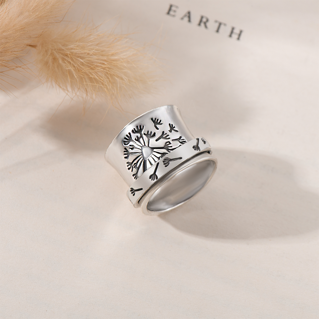 To My Daughter Dandelion Flower Spinner Ring