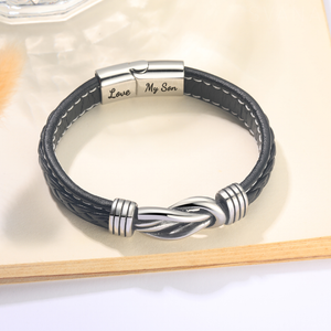 “Mother and Son Forever Linked Together" Braided Leather Bracelet