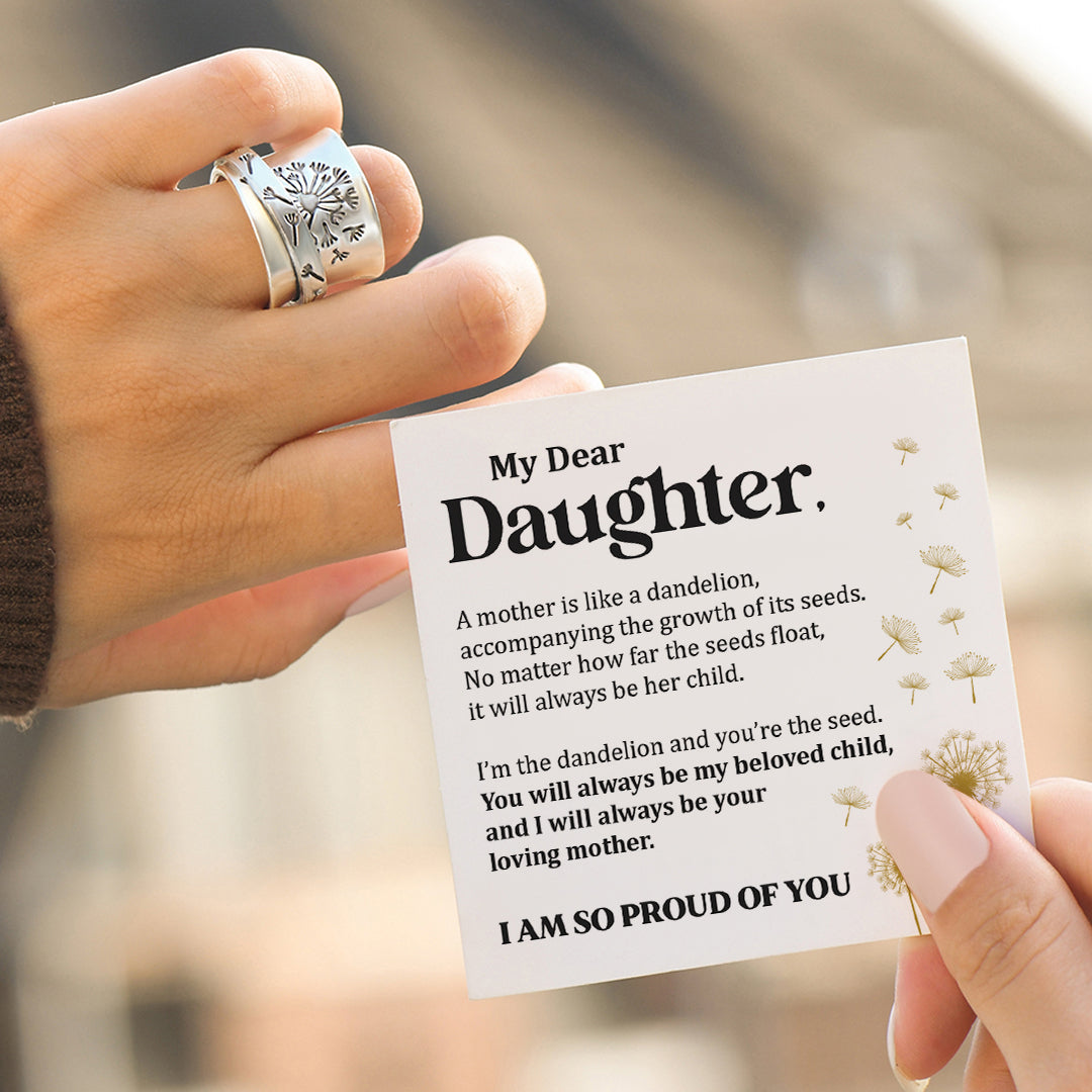 To My Daughter Dandelion Flower Spinner Ring