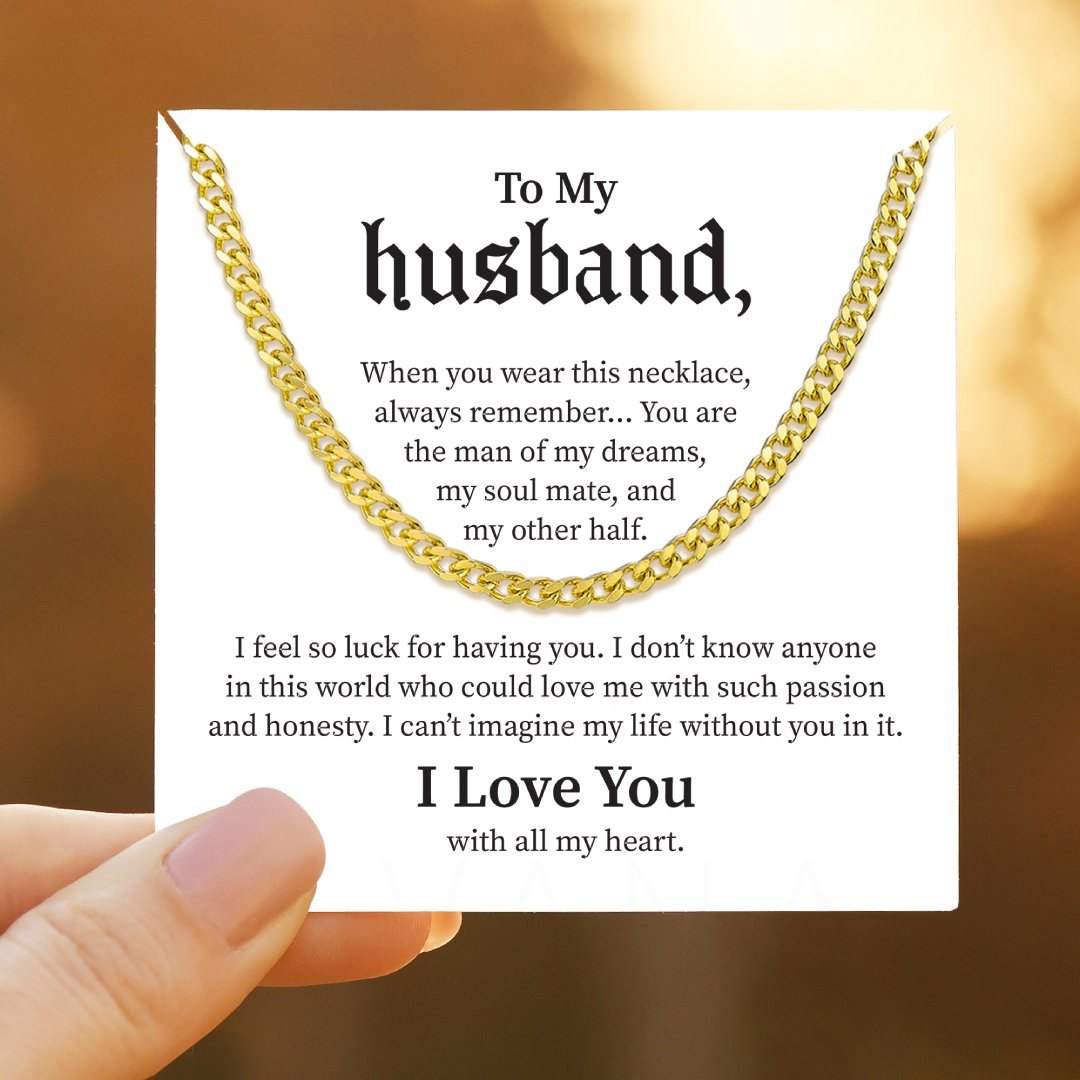 To My Husband, I Love You Link Chain Necklace