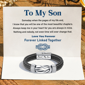 To My Son Forever Linked Together Braided Leather Bracelet