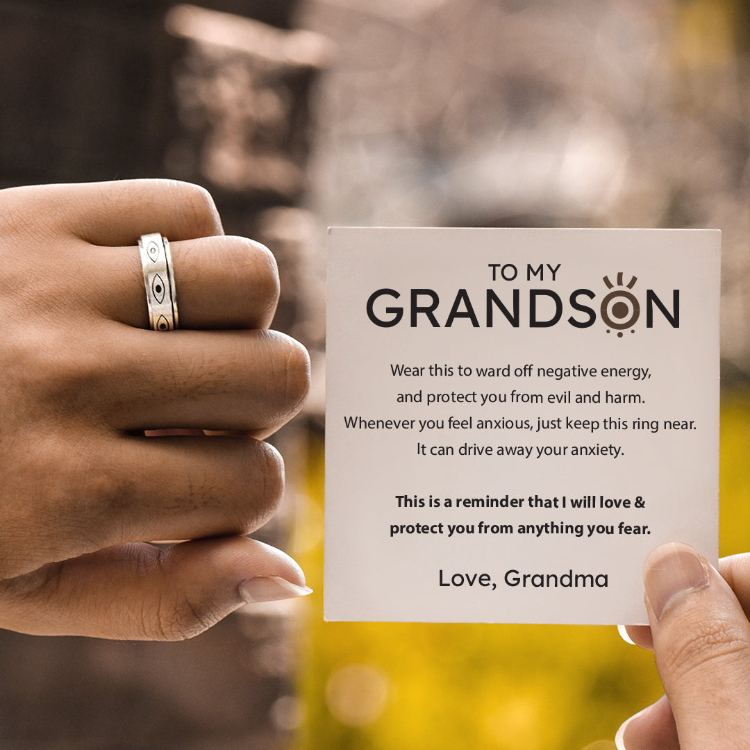 To My Grandson Evil Eye Fidget Ring