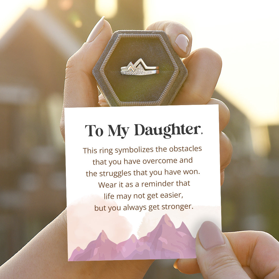 To My Daughter The Climb Pave Mountain Ring
