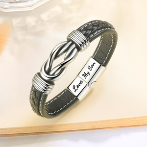 To My Son Forever Linked Together Braided Leather Bracelet