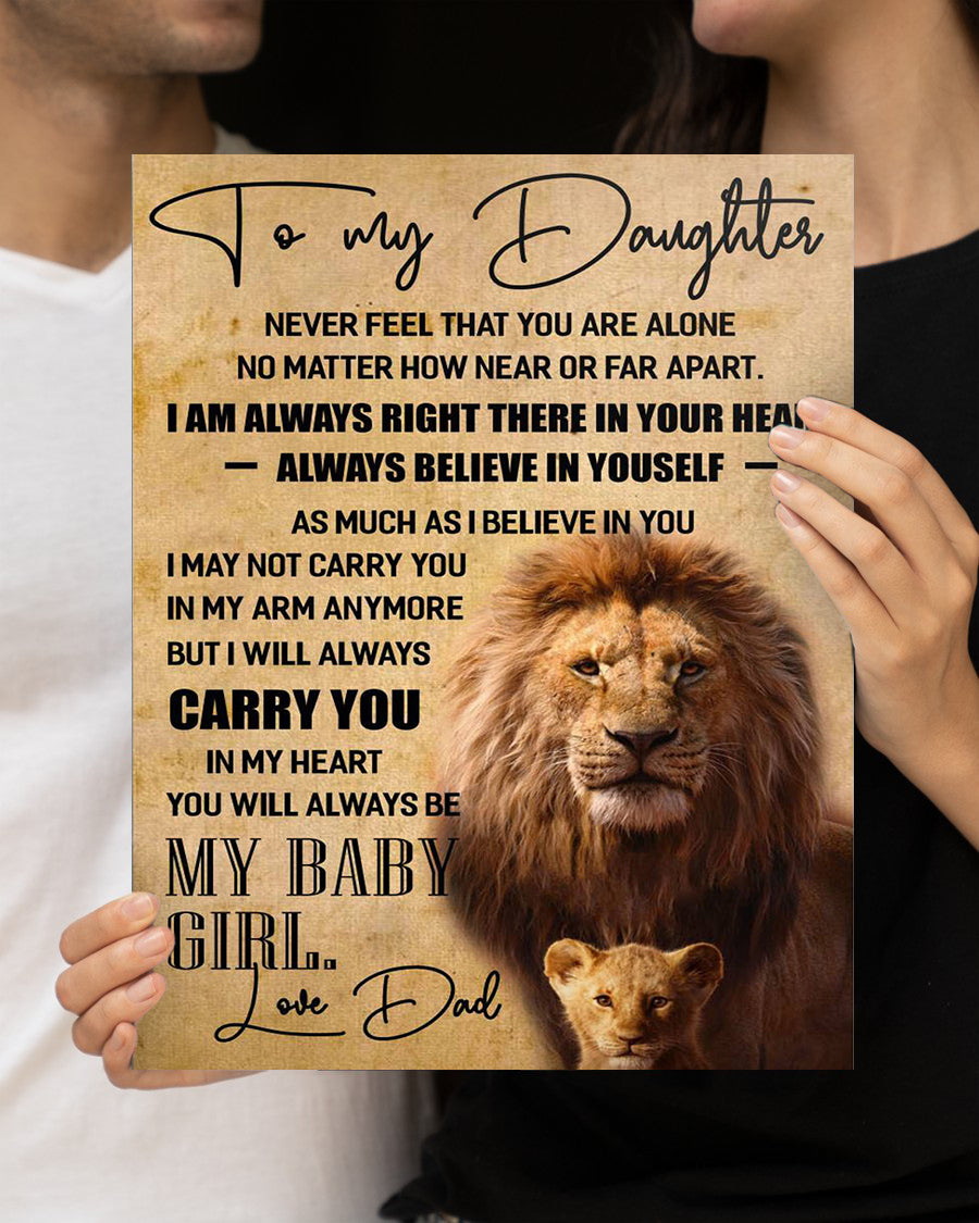 Papa And Baby Lion To My Daughter I Will Carry You In My Heart Love Dad