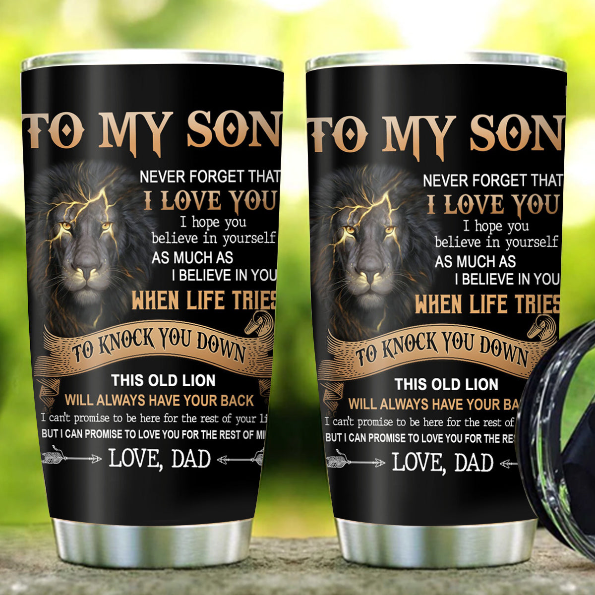To My Son Tumbler From Dad Mom Lion Never Forget That I Love You