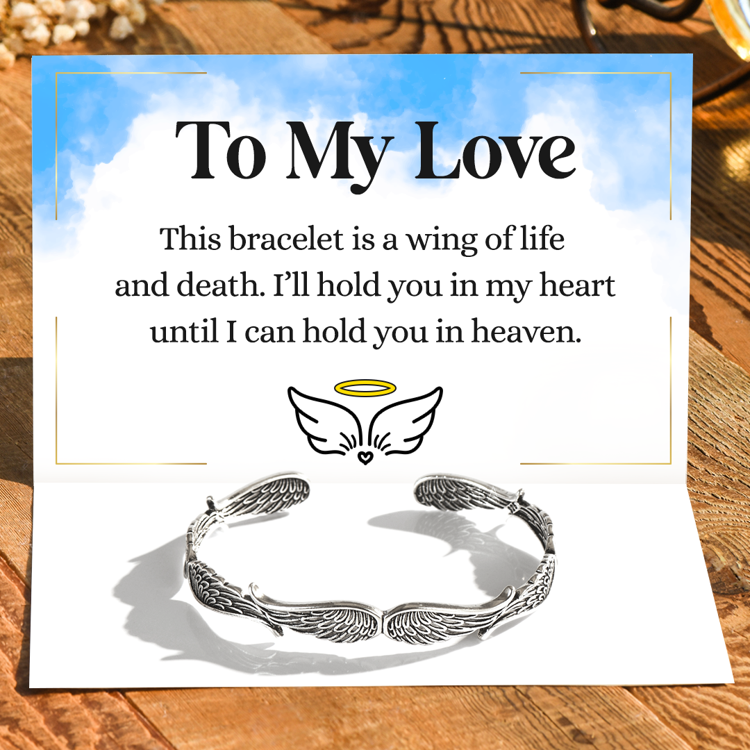 I'll Hold You in My Heart Vintage Style Angel Wings Memorial Bracelet