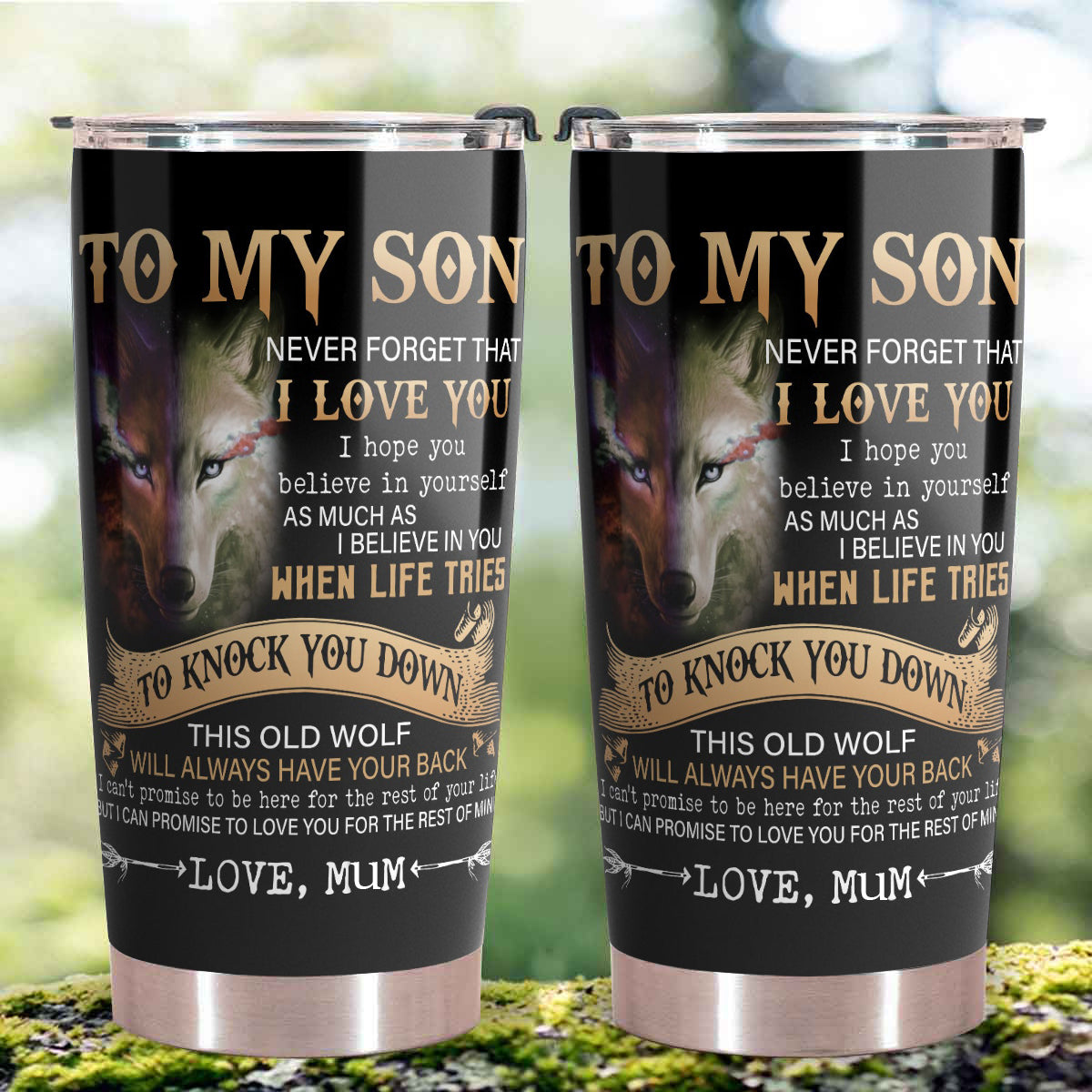 To My Son Tumbler From Parents Wolf When Life Knock You Down