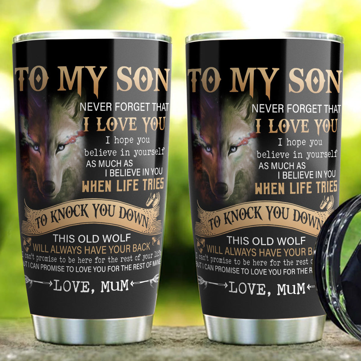 To My Son Tumbler From Parents Wolf When Life Knock You Down