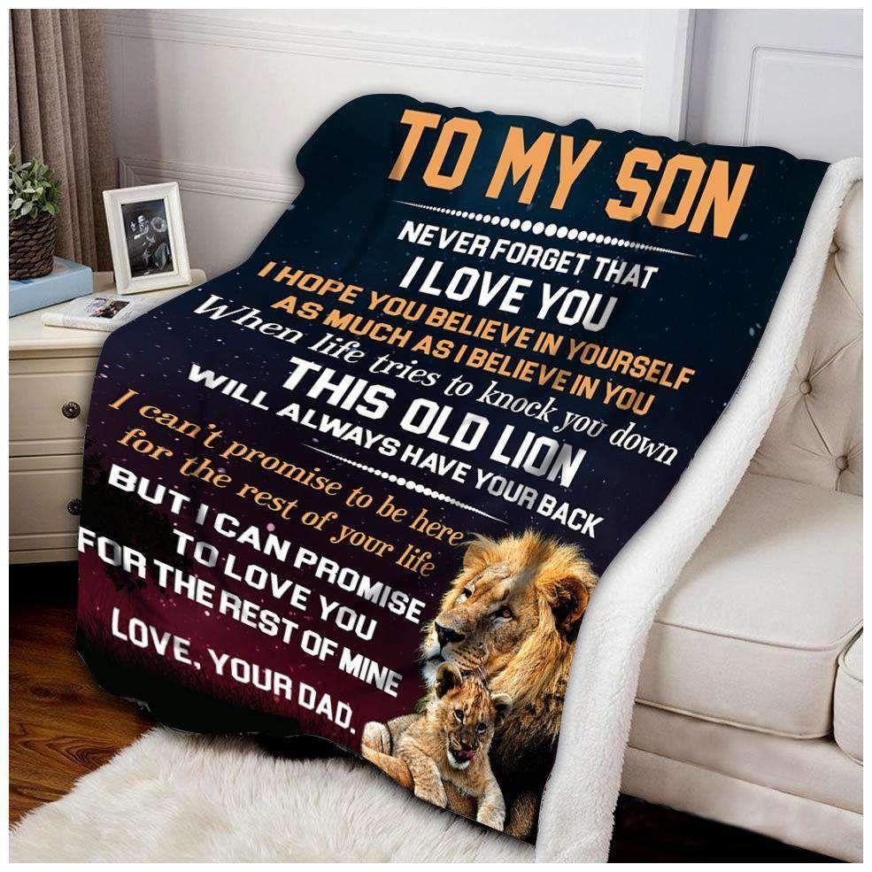 Gift For Son Blanket, To My Son This Old Lion Will Always Have Your Back - Love From Dad