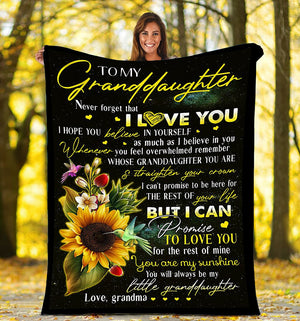 Gift For Granddaughter Blanket, To My Granddaughter Sunflower You Are My Sunshine - Love From Grandma