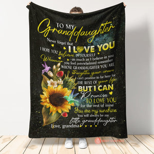 Gift For Granddaughter Blanket, To My Granddaughter Sunflower You Are My Sunshine - Love From Grandma