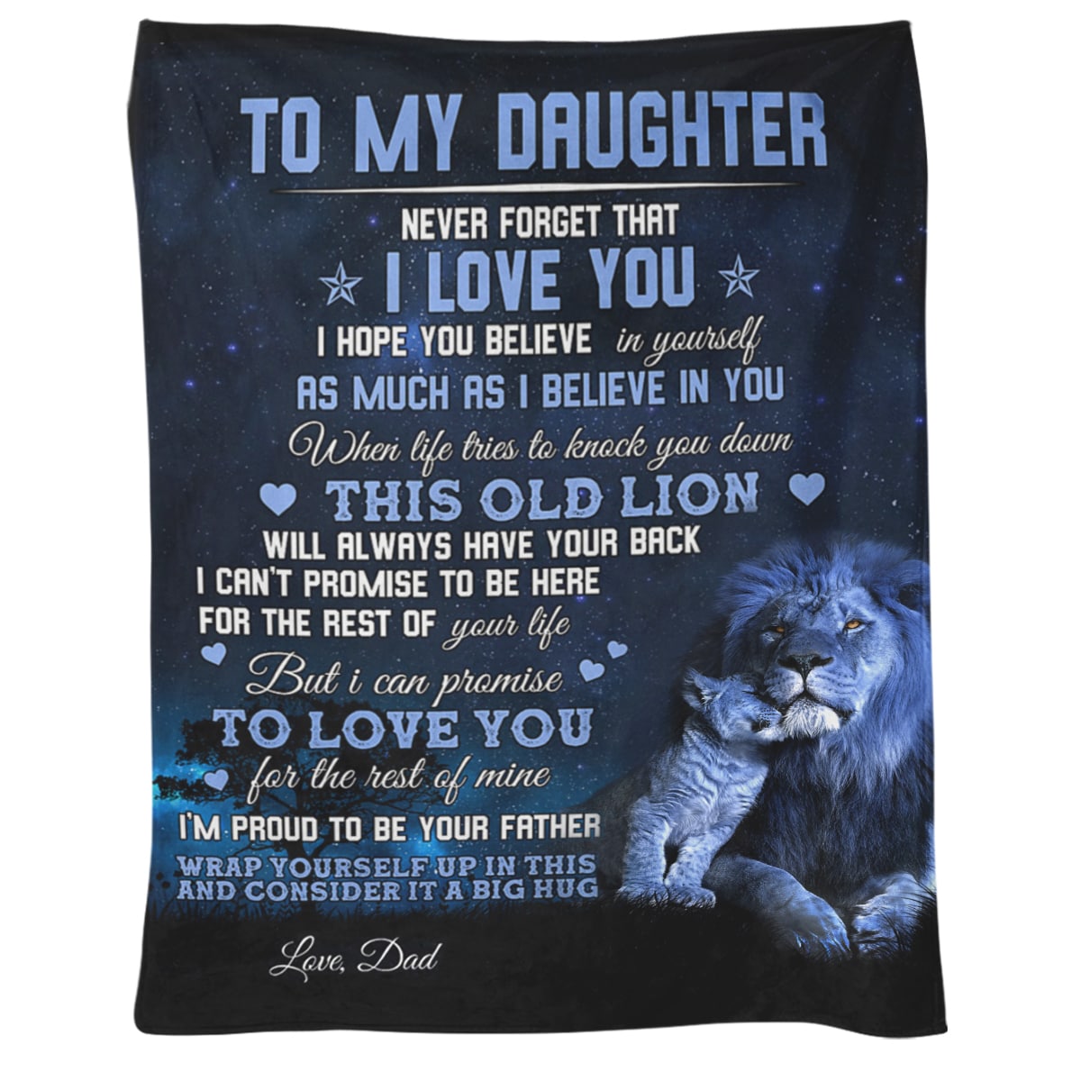 Gift For Daughter Blanket, To My Daughter I'm Proud To Be Your Father From Lion Dad