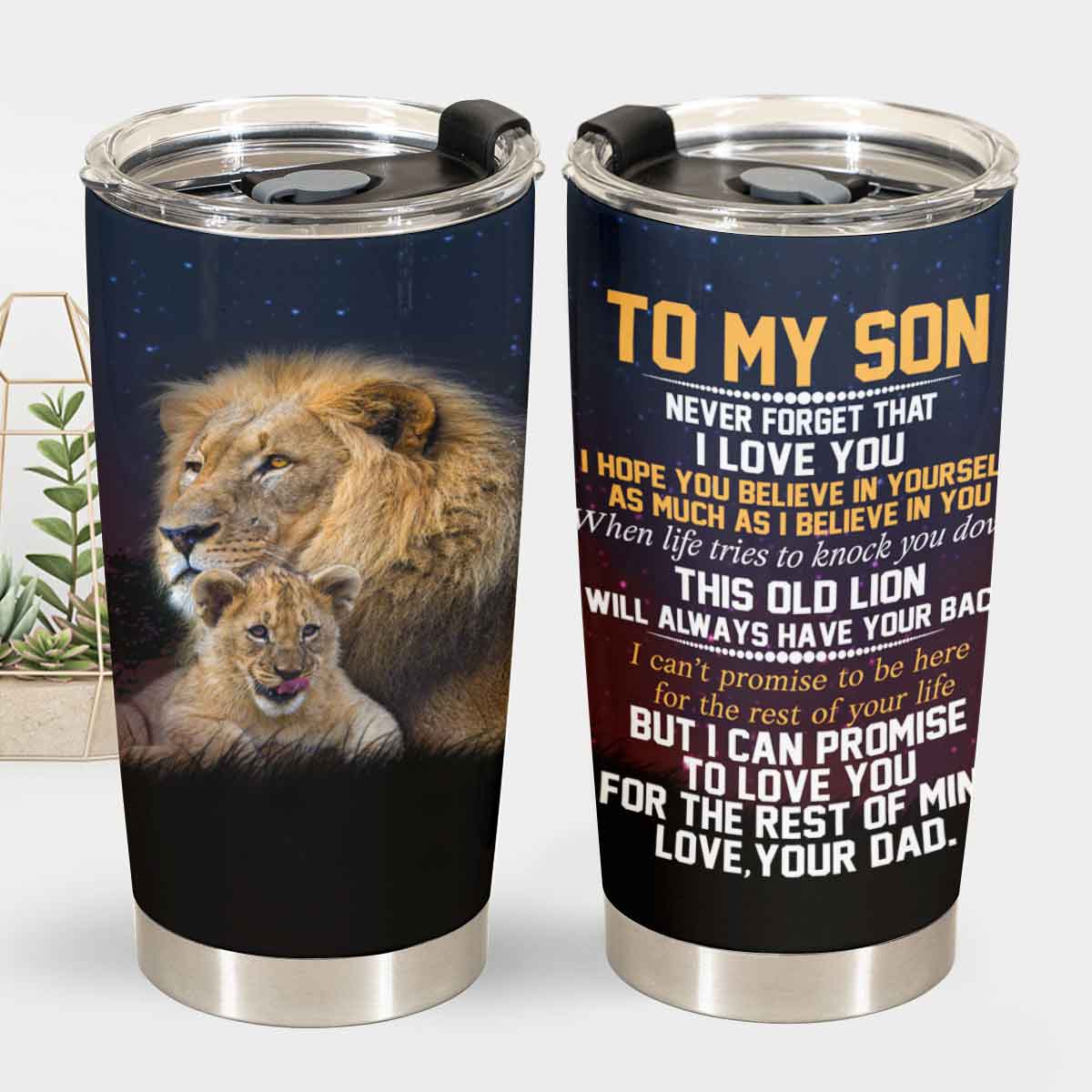 Gift For Son Tumbler, To My Son This Old Lion Will Always Have Your Back - Love From Dad