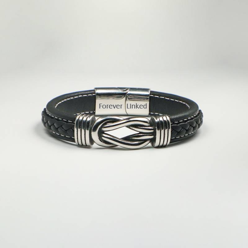 LINKED LEATHER BRAIDED BRACELET