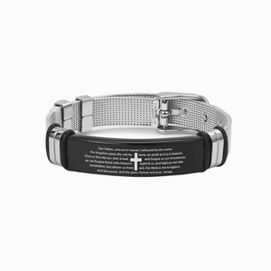 To My Grandson, Pray Through The Lord's Prayer Steel Bracelet