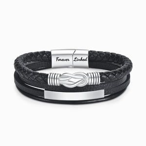 "Mother and Son Forever Linked Together" Magnetic Clasp Leather Bracelet