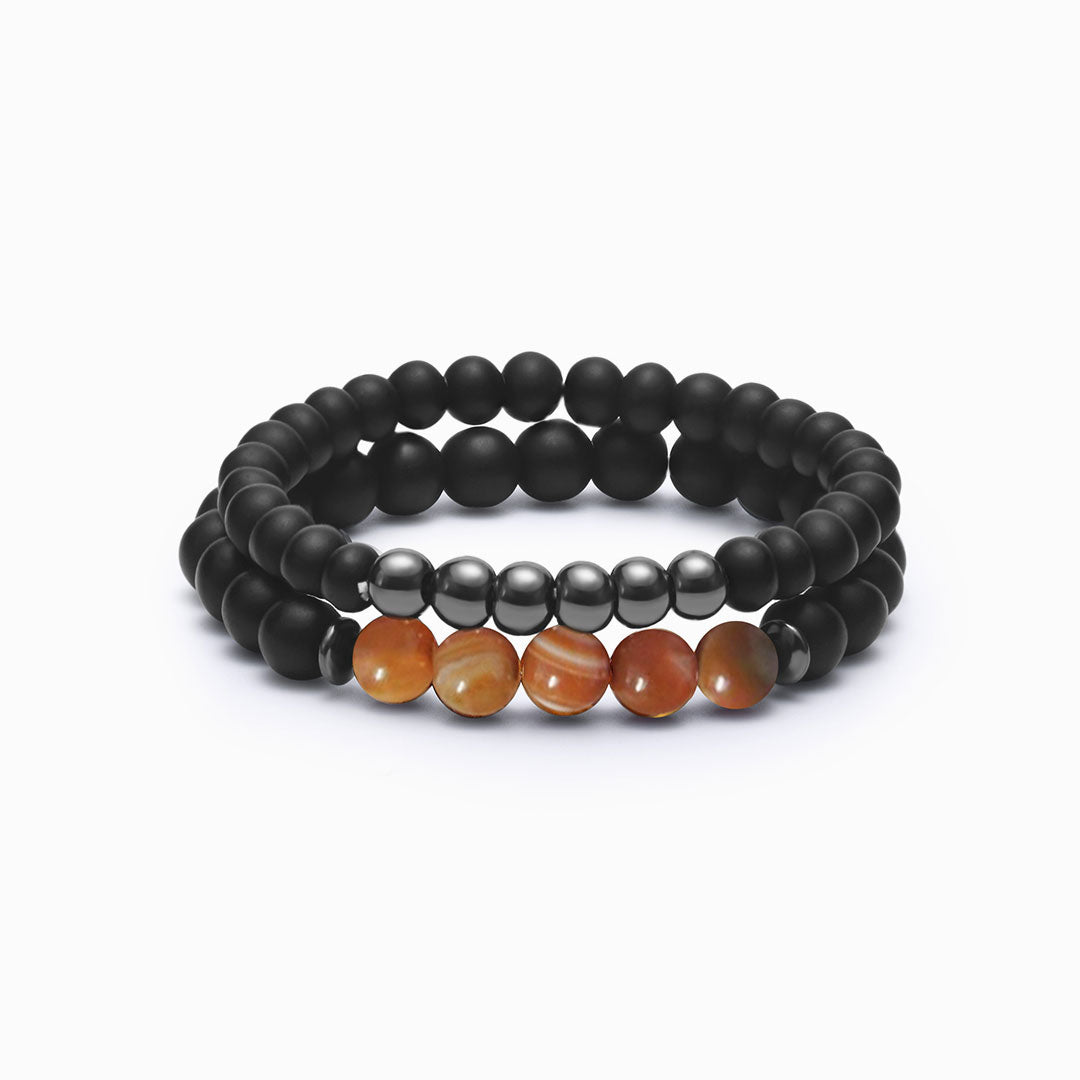 To My Son, Always Here For You Hematite Agate Protection Bracelet Set