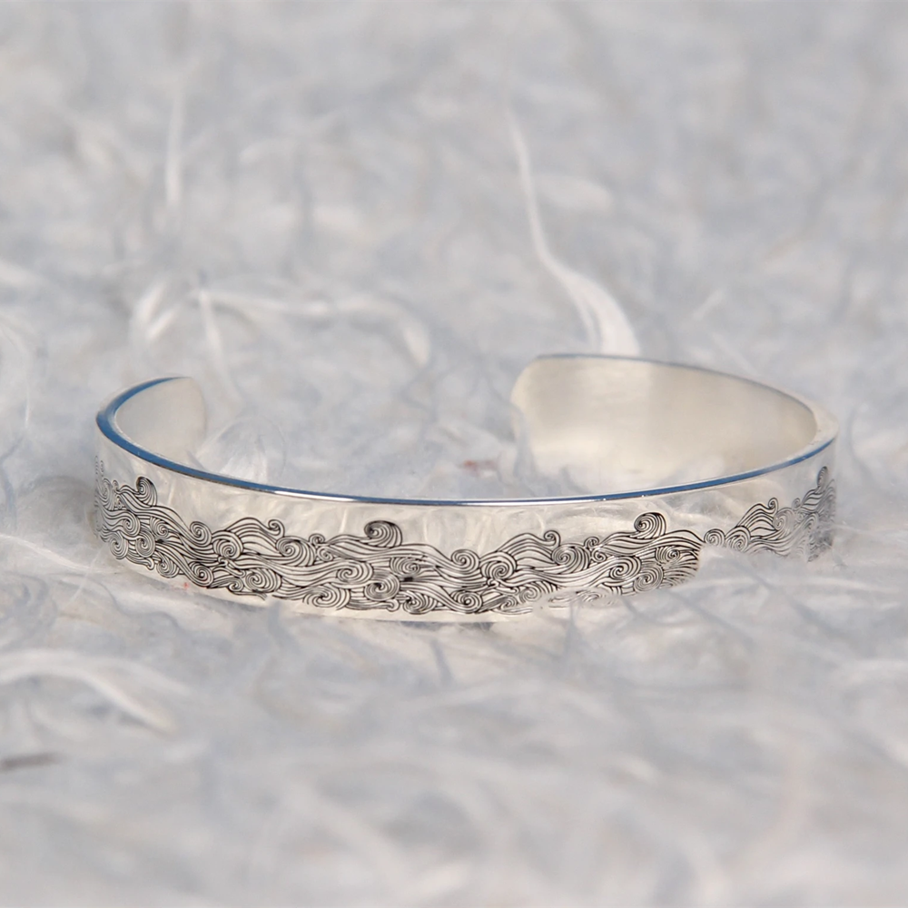To My Husband In Heaven - Wave Cuff Bracelet