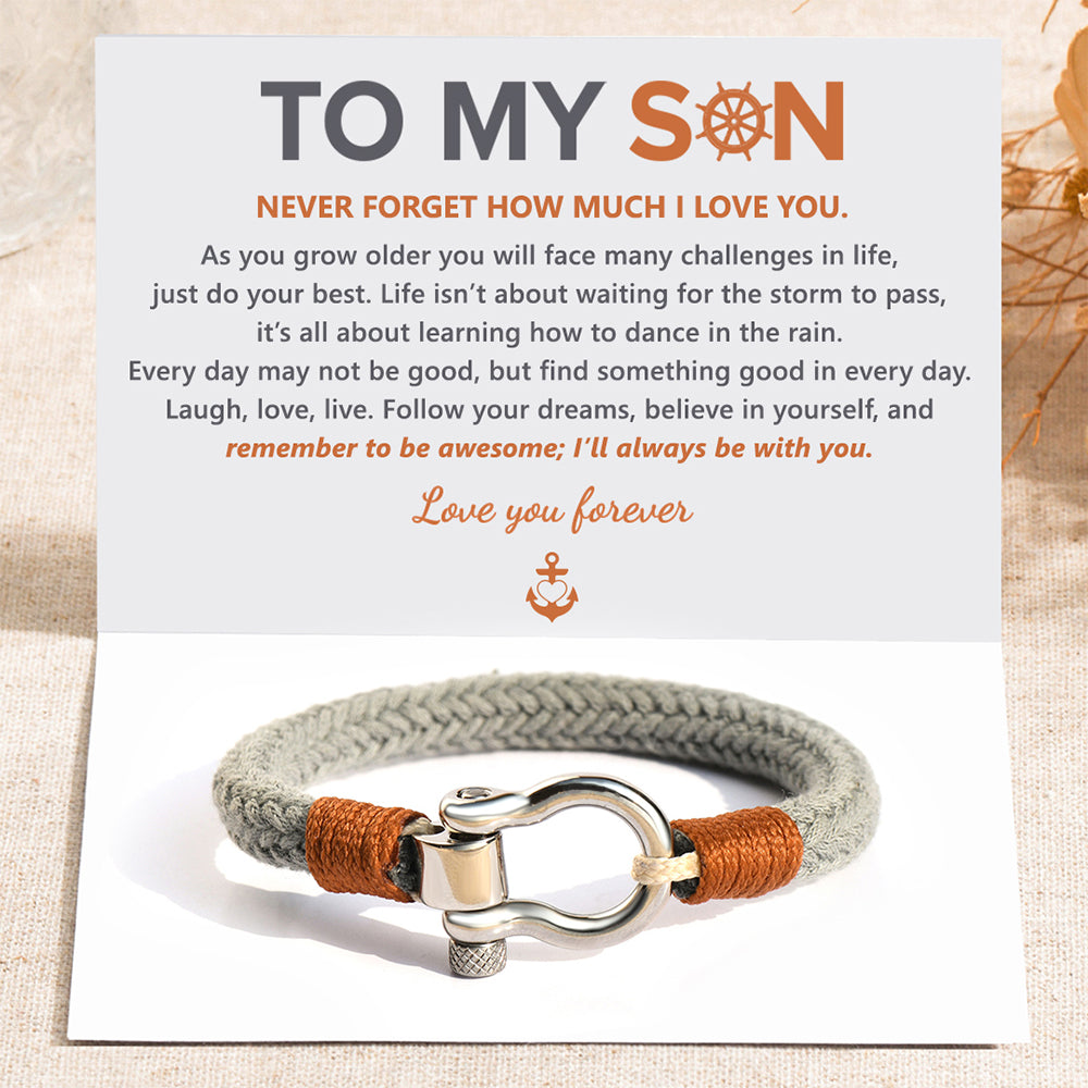 To My Son, I Will Always Be With You Omega Gray Nautical Bracelet