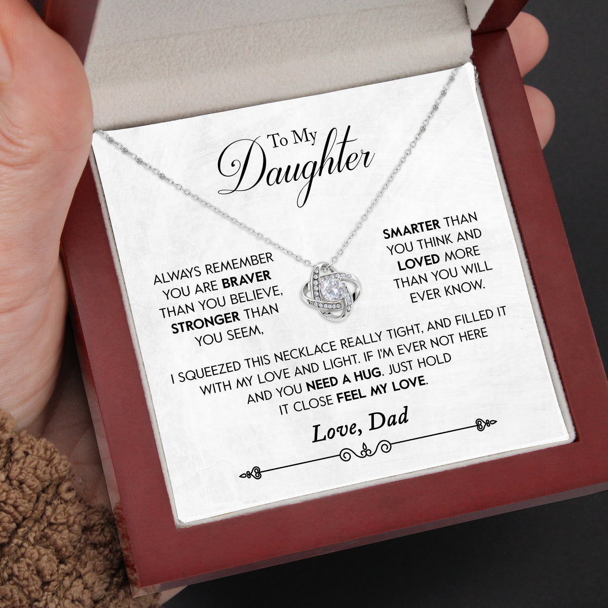 To My Daughter | "Feel My Love" | Love Knot Necklace