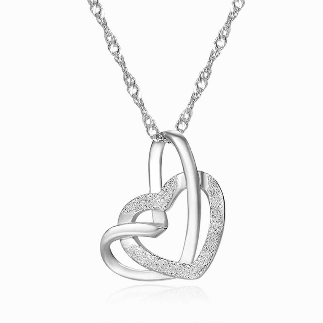 To My Daughter, Our Hearts Are Always Linked Together Interlocking Heart Necklace